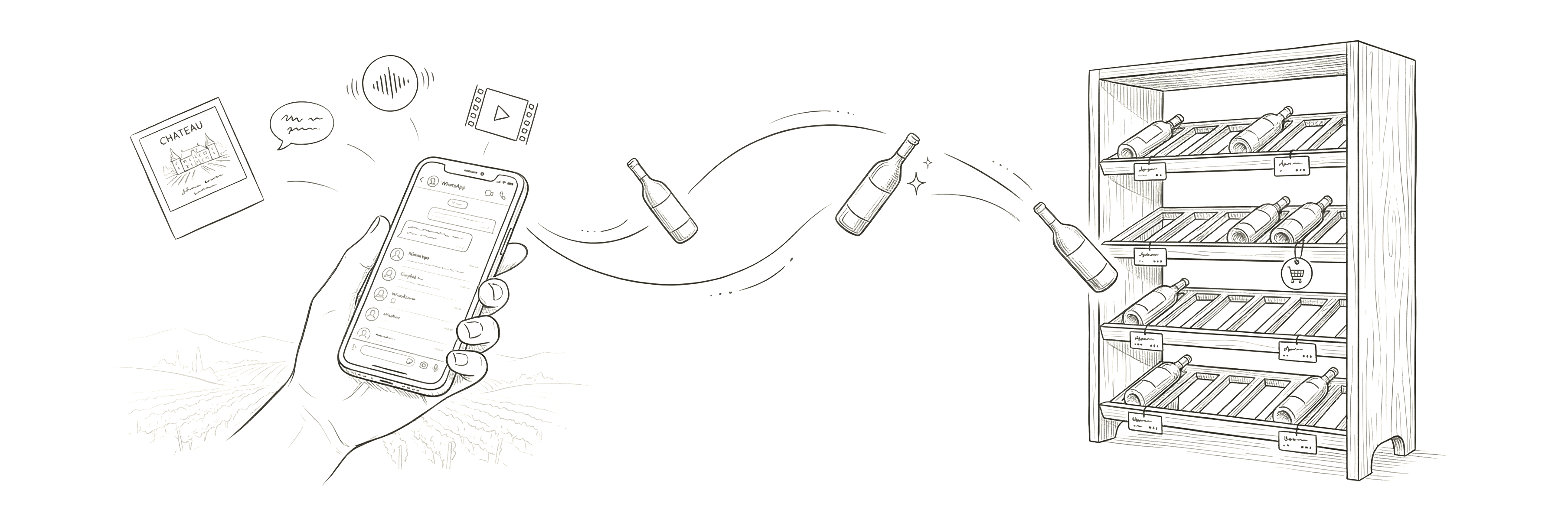 Wine memory illustration showing a collection of remembered wines